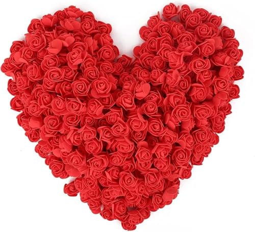 Taoyanmo 144Pcs Mini Roses Artificial Flower Realistic Flower for Accessories Bridal Hair Clips Headbands Dress Bridal Bouquets, Mini Foam Roses for Crafts, DIY Party Decoration (Red)