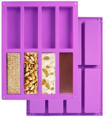 Müsliriegel Backform, 2 Stück 8 Mulden Silikonform Riegel, Riegelform Silikon, Müsliriegel Form, Backform Silikon für Muffin Kuchen Seife(Lila)