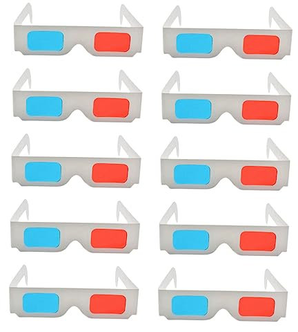 Artibetter Lunettes 3D Anaglyphes en Carton 50 Pièces pour Films Et Jeux 3D Léger Et Portable Accessoire Visuel Familial