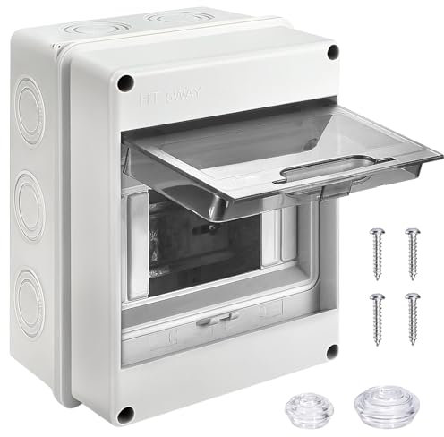 Qintora Coffret Électrique Etanche Exterieur IP65, Tableau Electrique 1 Rangée de 5 Modules, Boitier Etanche Electrique Exterieur ABS de Surface en Plastique, pour Jardins ou Bornes de Recharge