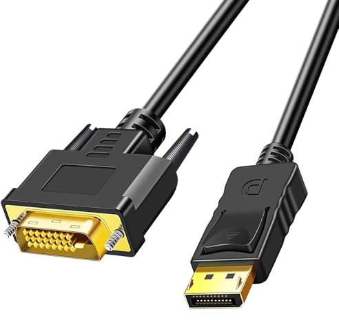 Duttek Cable Displayport a DVI de 1,8 m, puerto de pantalla chapado en oro (DP) macho a DVI macho, cable adaptador para Lenovo, Dell, HP y más