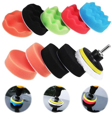 iewrtcin 12 Pieces Polishing Pads Kit,80 mm Polishing Pads, Drill Polishing Pad Car Polishing Pad for Auto Car Polishing, Sanding, Waxing