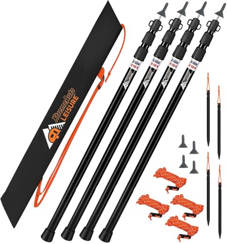 Xtremeauto Adjustable Tent Poles – Telescoping Aluminum Poles for Tarp, Canopy, Awning, Camping Shelter – Lightweight & Rustproof – 90cm to 230cm