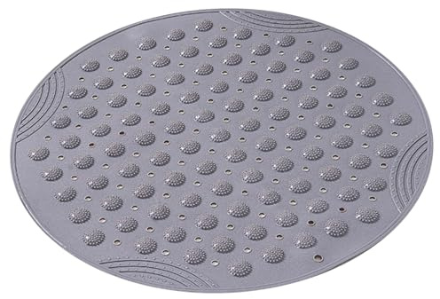 NASSMOSSE Rund duschmatta med dräneringshål i mitten, 56 cm halkfri duschmatta i plast med sugkopp, mjuk vikbar och massageprickar badmatta för badrumsgolv