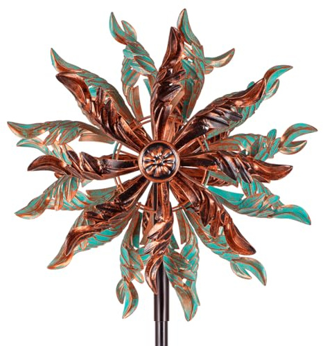 DREAMSOUL 360° Wind Spinners Outdoor, Metal Double Wind Spinner with Stable Stake Windmill for Yard Garden Decor (63 * 14 Inches)