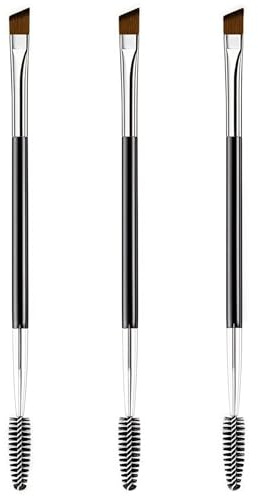 Dual-ended Eye Brow Brush, 3 PCS Angled Eyebrow Brushes and Spoolie Brush, 2 in 1 Eyelash Comb for Eyelash Extension and Eyebrow