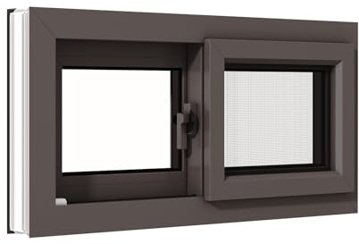 Vinyl Basement Slider Window,32 x 16 Basement Window,Removable Sliding Windows with Screen Windows，Featuring Double-Pane Insulated with Thermal Insulation Soundproof Glass（Brown）