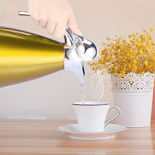 KIMISS Coffee Centola Isolata in Acciaio Inossidabile da 1,5 Litri a Vuoto Brocca Thermo con Manico Comodo Bevande Calde e Fredde - Argento (2L)