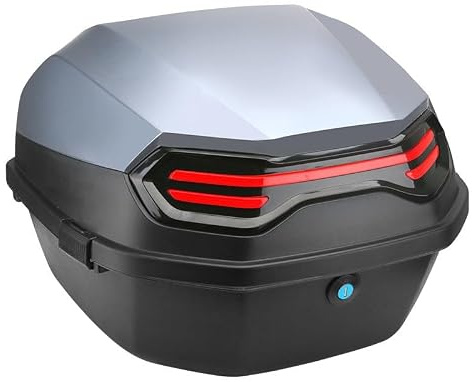 Baúl Superior Grande Para Motocicleta Con Cerradura De 39 x 39 x 29 Cm: Baúl General Para Casco y Equipaje Para Motocicletas y Patinetes Eléctricos. Alto Brillo, Amplio Espacio De Almacenamiento.