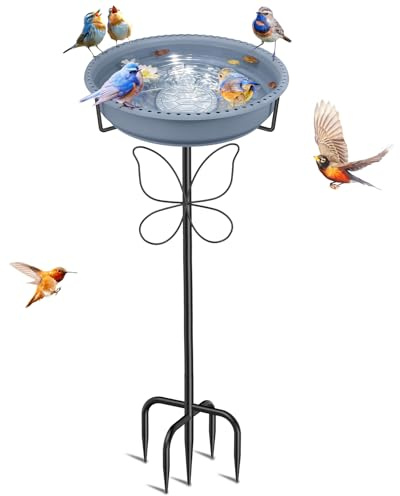 YOADEHOA Bird Bath for Outside with Removable Bowl Metal Base, Freestanding Rust-Proof Birdbaths & Birdfeeder, Bird Baths Feeder Bowl for Outdoors Garden Patio Yard Lawn Decor (Grey)