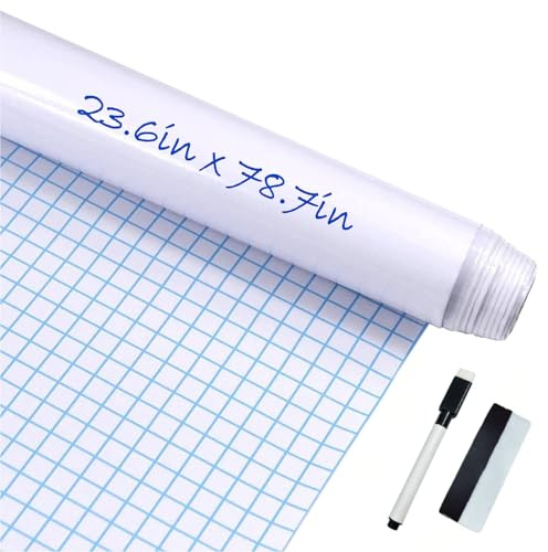 EVBEA Lavagna bianca adesiva da parete 60 x 200 cm multifunzione ardesia cancellabile grande adesivo da parete rullo adesivo Whitebord pennarello per la scuola ufficio casa frigorifero