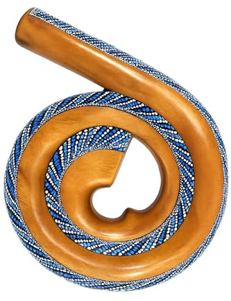 Didgeridoo Instrument β Spiral Shaped Solid Mahogany Travel Didgeridoo β Hand-Painted Aboriginal Style by JIVE, Professional Resonant Tone for Sound Therapy & Circular Breathing (Spiral, Multi Color)