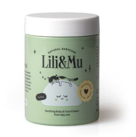 Lili&Mu Baby Feuchtigkeitscreme für Gesicht und Körper 100 ml - Gesichtscreme mit Shea Butter Ringelblumenblüten Extrakt, Creme empfindliche trockene Babyhaut - Naturkosmetik Pflegelotion Kinder
