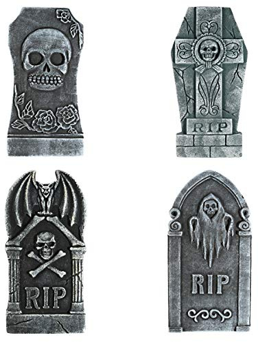 Toyvian 4 piezas de decoración para tumba de Halloween realista, cementerio, decoración y accesorios, 38 x 20 x 20 cm