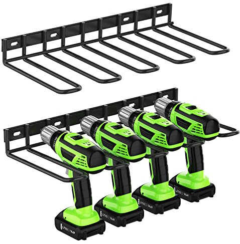 ENONCI 2-pack elverktyg organisering väggmontering, tjock kraftig metallborrhållare väggmontering, borrorganiserare för garage pinntavla verkstad, 37,8 x 17,3 x 4,3 cm, gåvor för pappa make