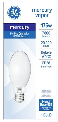 GE 30971 Outdoor Multi Vapor Metal Halide Light Bulb, Mogul Base, 175 Watt - Quantity 1