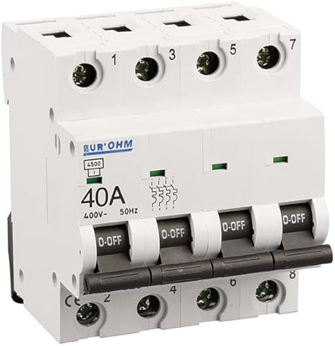 EUR'OHM Disjoncteur tétrapolaires courbe C connexion vis haut/bas - IP20/IK02 40A 4,5kA - Matériel électrique