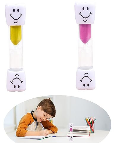 2 Set Sanduhr zähneputzen Kinder,Smiley Teeth Brushing Sanduhren,Cartoon bunt zähneputzen Timer,für zähneputzen 3 Minuten zahnputzuhr Tooth zeitmesser küchentimer Countdown mini Sanduhr.