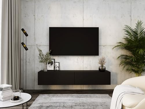 3E 3xE living.com Hängendes TV- Schrank - Modernes Design A: B: 170 cm, H: 34 cm, T: 32 cm, Schwarz Matt