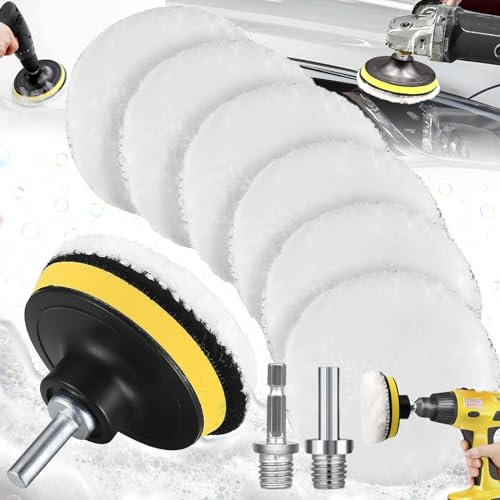 Weploda 9 Pezzi Tamponi Di Spugna Per Lucidatura, Kit Lucidatura Auto Per Trapano, Kit Di Spugne Per Lucidatura Della Carrozzeria 125Mm, Con M14 Adattatore Trapano e Adattatore Esagonale