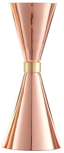 BarBits Jigger de cóctel de cono japonés, chapado en cobre con banda dorada, medidor profesional de bebidas alcohólicas, 25 ml - 50 ml