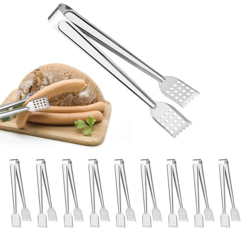 JINTANG 10 pcs pince cuisine,7 Pouces Pinces de Service pince à barbecue pince à cuisine Salade inox pour Cuisine Cuisson Friture Buffet Salade BBQ Grillades