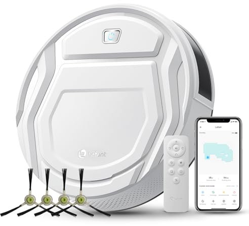 LEFANT Saugroboter,2200Pa Staubsauger Roboter, 120Mins Max, WLAN Roboterstaubsauger, Selbstaufladend, App&Alexa, für Tierhaare, Teppich, Hartboden M210P