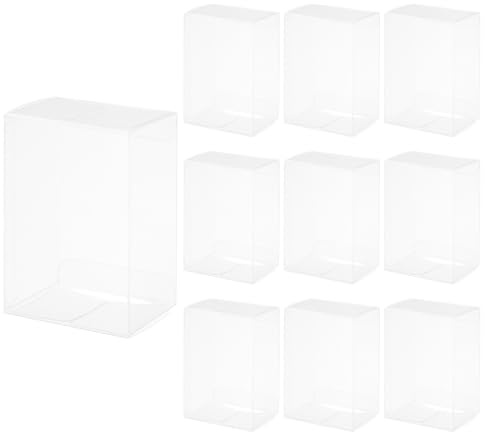Kvartsman 10 stycken transparent presentförpackning, 63 x 47 x 93 mm plast presentförpackning för godis, kex, smyckesförvaring, bröllop, alla hjärtans dag, fest, förpackning
