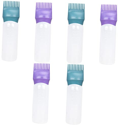 VALICLUD 6 pcs Root Applicator Bottle Lightweight Hair Coloring Comb Applicator for Home Use Easy to Operate Reusable for Hair Dye Applications Deep Green Deep Purple