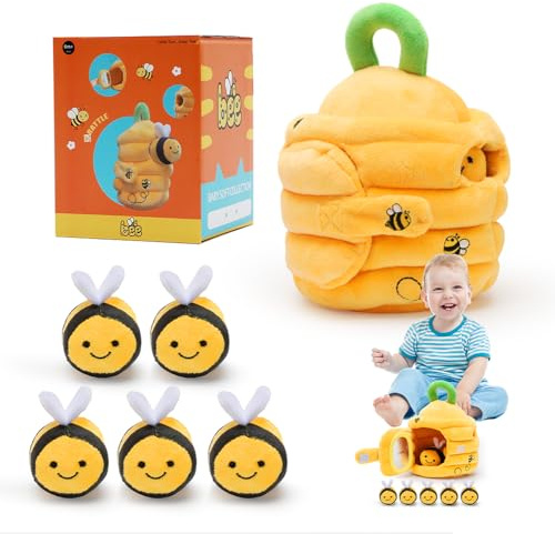 Ranjima Babyleksak 6–12 månader, bikupa med 5 bin, skallra och spegel, Montessori sensorisk leksak, pedagogisk leksak, juladventskalender och födelsedagspresent för barn 1–3 år