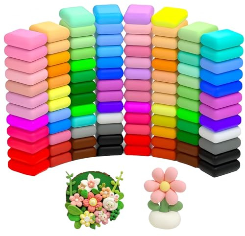 100 Colores Arcilla Ligera para modelar niños, Set 100×10 g Arcilla Secado al Aire con Herramientas y Bolsa, Arcilla Suave no tóxica para Manualidades Figuras Animales Navidad