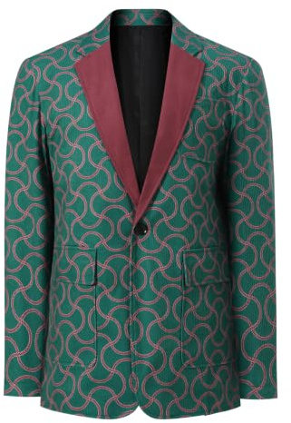 YFFUSHI Blazer Homme Velours Côtelé Imprimé Cordages Mariage Soirée