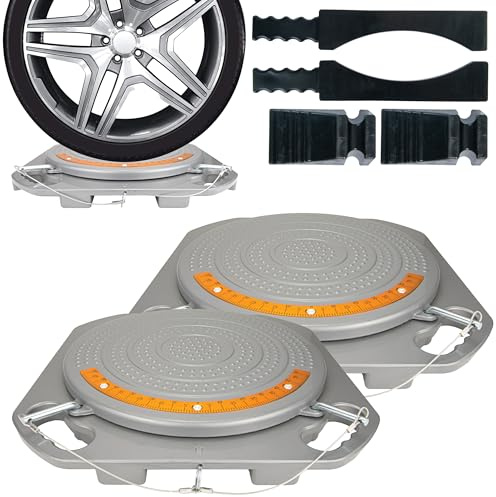 AutoSolo Piastre di Allineamento Ruote - Attrezzo per Convergenza Auto Economico, Capacità 4 Ton, Quadrante in Ottone, Kit Completo per Garage Domestico (Un Paio)