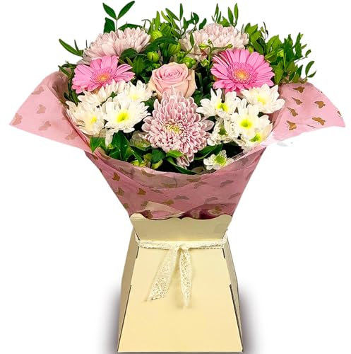 Strawberries & Cream Bouquet, Beautiful Fresh Flowers, Flower Delivery, Perfect Mother's Day Bouquet, Birthday bouquet, Anniversary and Thank You Gift with cut flower food. All Occasions