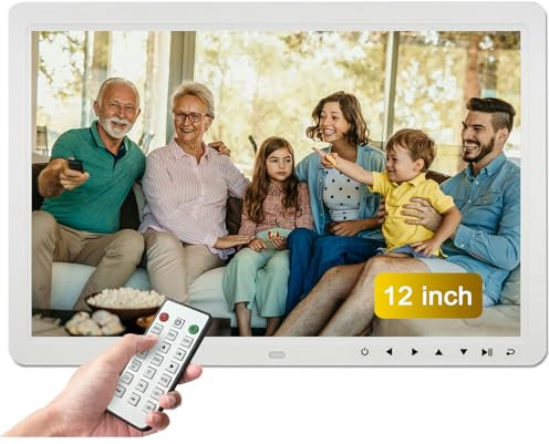 Digital Photo Frame - TEKXDD 12 inch Smart Digital Picture Frame with 1280 * 800 Display Screen, Support Video, Music, Picture Multi Mode Play, Photos Auto-Rotate, Calendar, Clock, Remote Controller