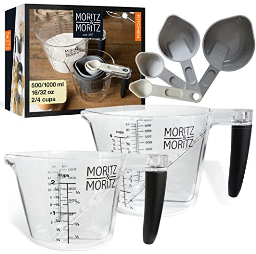 Moritz & Moritz Cup Messbecher 1l & 500ml - Messbecher Spülmaschinenfest – Zum Kochen & Backen mit Kindern (0,5L & 1L)