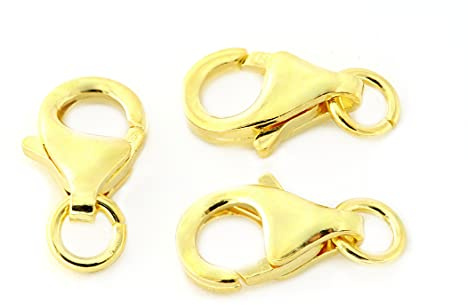 NaturSchatulle Karbinlås silver 925 18K guld I 3 stycken smyckeslås 10 mm karbinhake kedjelås pyssel smyckestillverkning