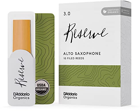 D'Addario Organisch Reserve Alto Saxophon-Stimmzungen - Saxophonrohre - Das erste und einzige Bio-Schilfrohr - 3.0 Stärke, 10 Packung