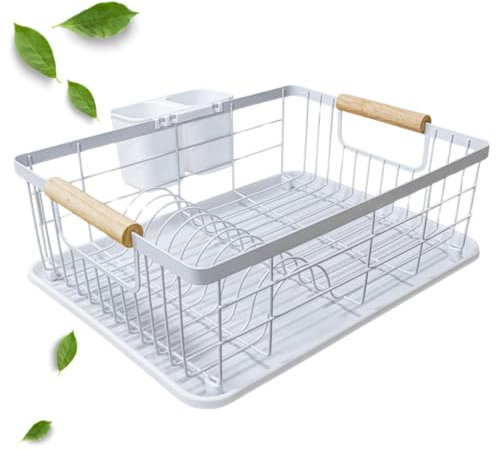 Solty - Escurreplatos Acero Inoxidable Blanco - Escurridor de Platos sobre Fregadero con Bandeja de Goteo y Colector de Cubiertos - Escurreplatos Firme y Duradero para Cocina