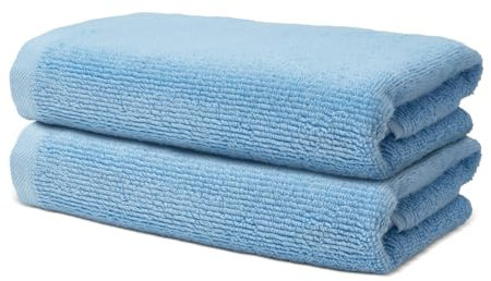 2 er Set Handtücher 50x100 cm | Frottee Weich & Flauschig | 100% Baumwolle | Frottier Handtuch Duschtuch Badetuch Badehandtuch | Oeko-Tex | 500g/m² | Ôhm | Hellblau