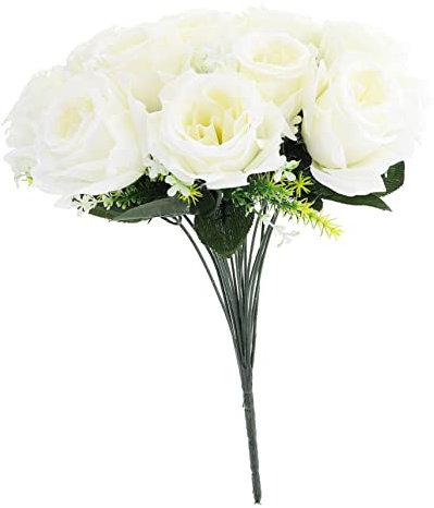 LIFKOME Fiori Di Rose Artificiali Per Cimitero Bouquet Di Fiori Composizioni Floreali