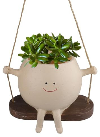 Csuntikulo Smiley Pots De Fleurs À Suspendre, Pot De Jardinière À Visage Pivotant, Jardinière Suspendue avec Visage Souriant, Résine Pot Plante Interieur pour école, Jardin, Chambre à Coucher, Maison