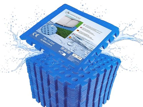 Meisterhome ® Pool Unterlegmatte Poolmatte 72 Stück – 11.52 m² - Bodenschutz Matte für den Pool/Planschbecken - Bodenfolie Bodenmatte Poolunterlage Bodenschutz blau
