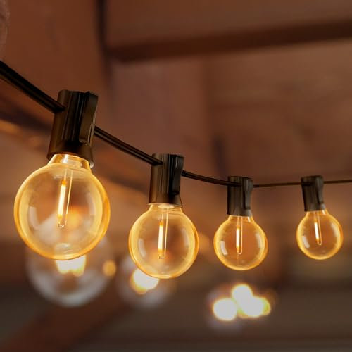 eisaro Lichterkette Außen Outdoor Strom Led Glühbirnen - 31M Lichterketten Garten mit G40 45+3 Glühbirnen Plastik Beleuchtung IP44 Wasserdicht String Lights für Außen & Innen Terrasse, Party, Balkon