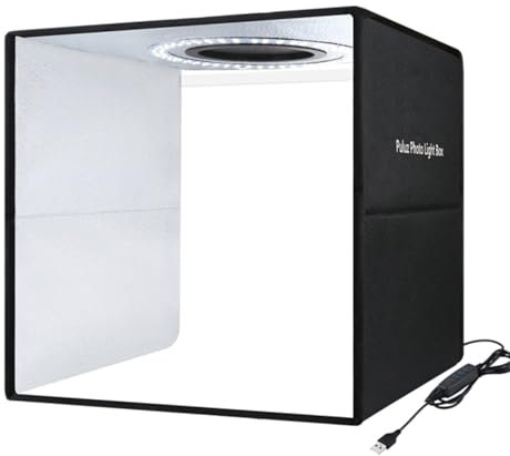 Lightbox Mini Photo Studio Light Box, Bärbar Hopfällbar Ljuslåda Fotografering med 6 Färgbakgrunder Fotofotografering Tältsats 80 St LED-ljus Hopfällbar Fotobelysning (BLACK)