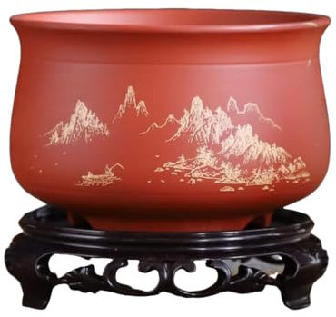 Plateau Vintage créatif en Argile Violette, Pot de Fleurs spécial Chlorophytum comosum, poterie Domestique - 13,5 x 13 cm