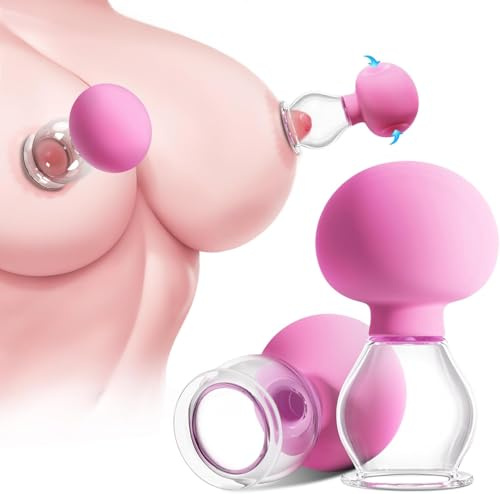 Nipple Toys Women Sex Toy - 2 Nipple Sucker BDSM Toys, Nipple Clamps Nipple Stimulator Suckers Massager, Manual Suction Nipple Pump for Women Sex Couples Pleasure (Pink)