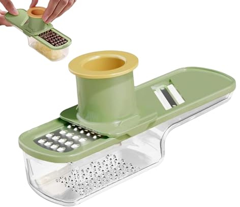 Cortador de Ajo 3 en 1 - Prensa de Ajo de ABS y Acero Inoxidable, Rallador y Triturador de Ajos 15,5 cm | Protector Antideslizante, Picadora de Verduras, Multifuncional para Cocina & Restaurante