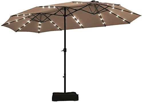 Garden Parasol 4.6M Solar 36 LED Patio Double-Sided Umbrella Outdoor Extra Large Crank Parasol, Protect You from Sun and Rain Garden Umbrella Sun Shade Canopy