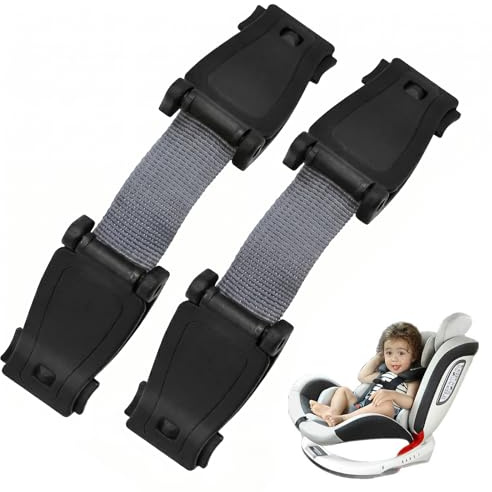 2 Piezas Bloqueo Cinturón Seguridad Niños, Anclaje Cinturón Seguridad Universal, Pinza de Seguridad para Silla de Coche, Hebilla de Sujeción Ajustable para Bebés y Niños, Gris